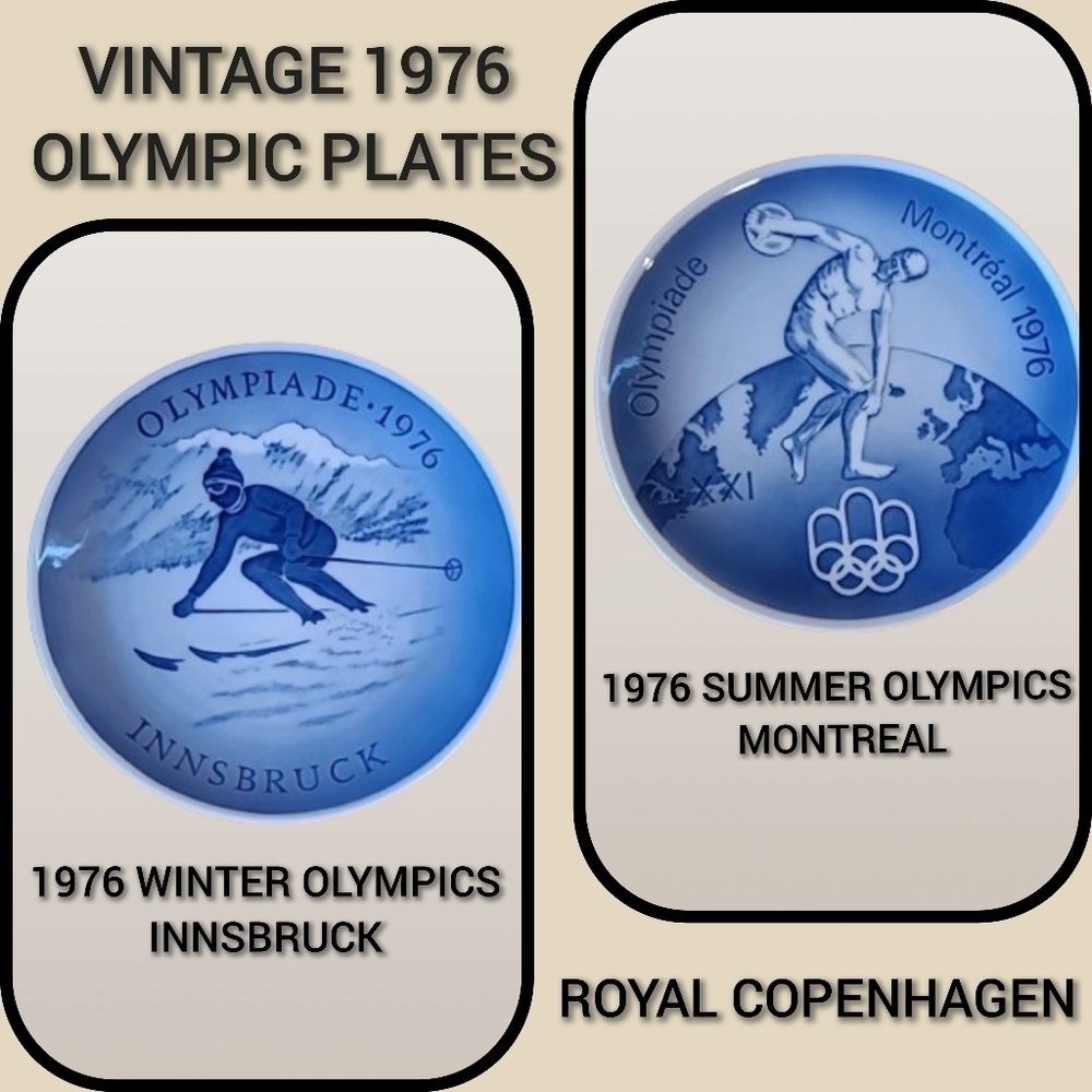 ROYAL COPENHAGEN Vintage 1976 Montreal Summer & Innsbruck Winter Olympic Plates